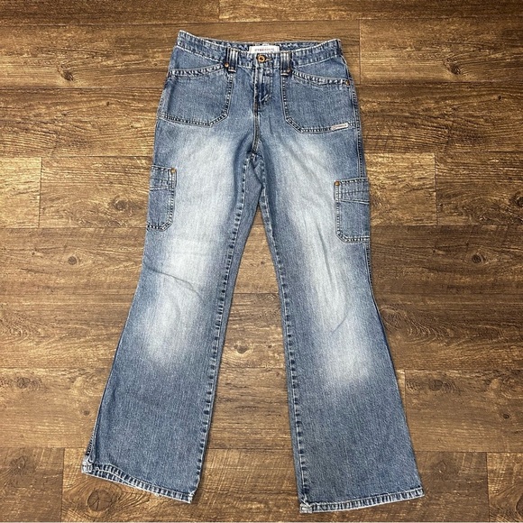 Vintage Y2K HYDRAULIC Retro Wide Leg Low Rise Women’s Jeans 7/8 30 Waist - Picture 5 of 7